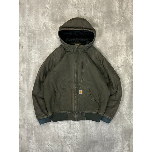 Vintage Carhartt Insulated Canvas Workwear Hooded Active Jacket Size Medium
