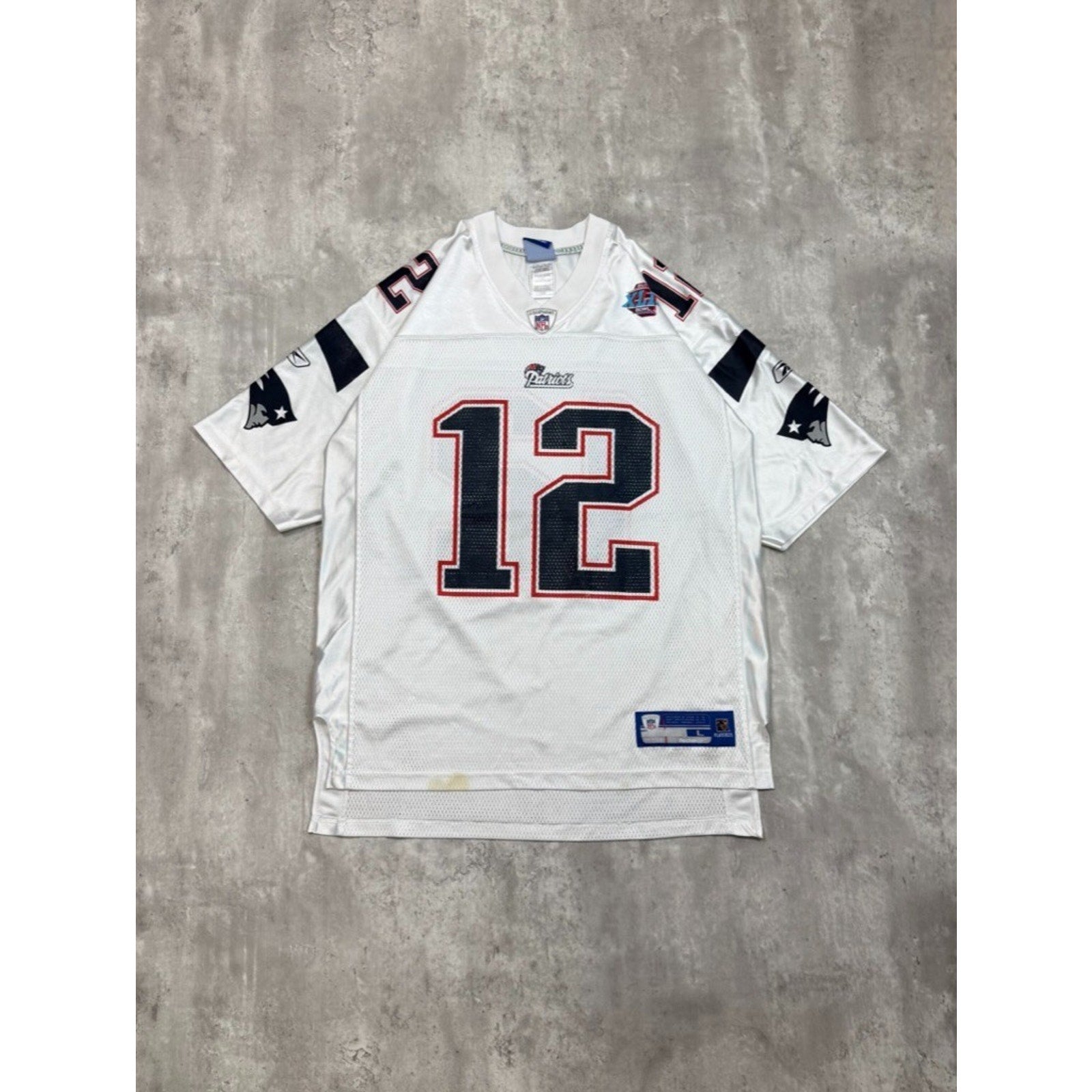 Vintage Tom Brady #12 New England Patriots NFL Reebok Football Jersey Sz Large