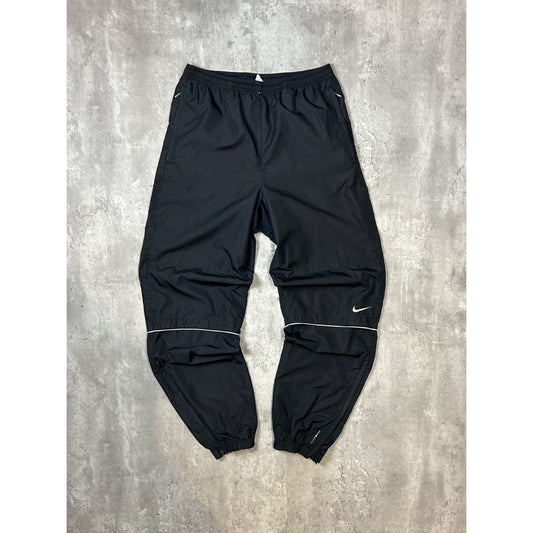 Vintage Nike Embroidered Swoosh Windbreaker Pants Size Small Black