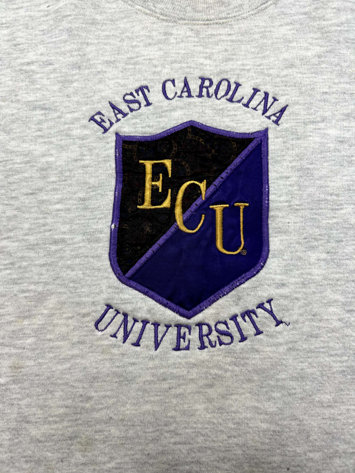 Vintage 90s East Carolina University Collegiate Crest Sweatshirt Size XL Gray