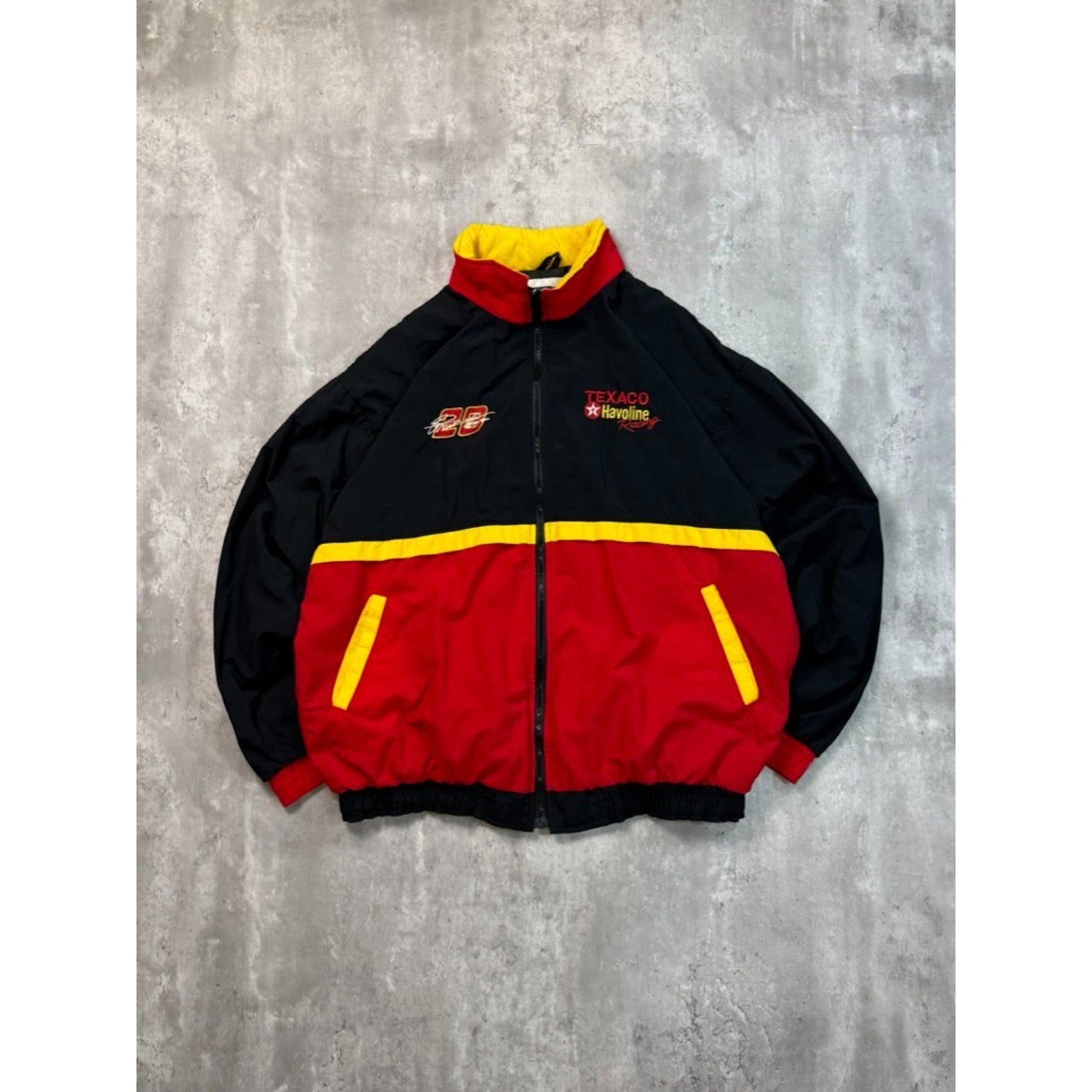Vintage 90s Ernie Irvan #28 Nascar Texaco Racing Windbreaker Jacket Size Large