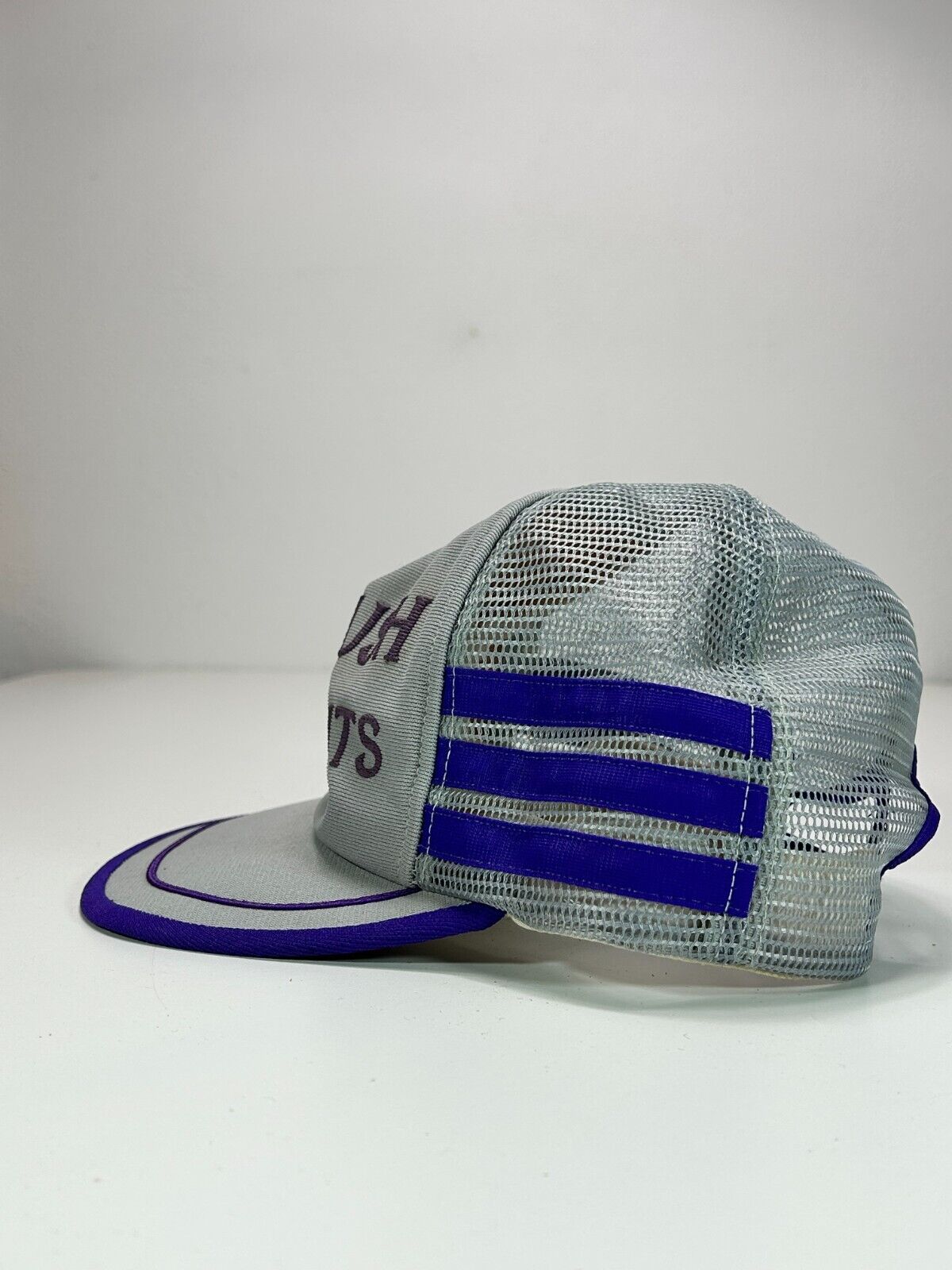 Vintage 80s Nutbush City limits Three Stripe Spell Out Trucker Snapback Hat OSFA