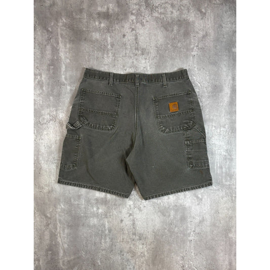 Vintage Carhartt Canvas Workwear Carpenter Shorts Size 37 Green