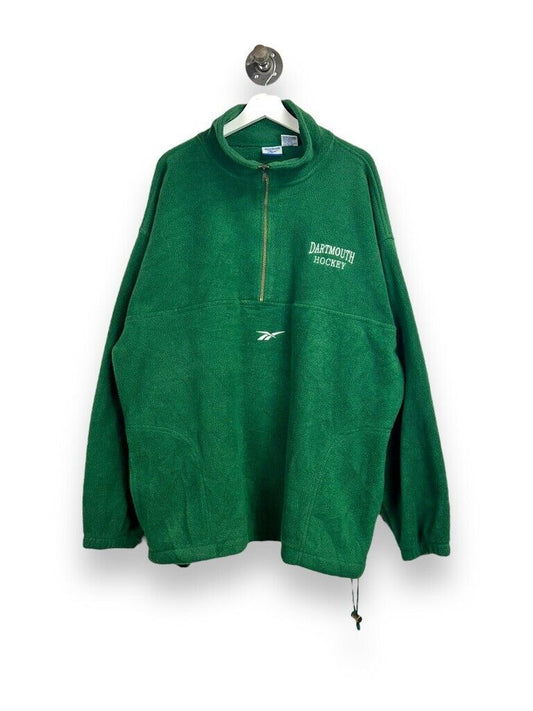 Vintage 90s Dartmouth Hockey Embroidered Fleece 1/4 Zip Reebok Sweatshirt Sz XL