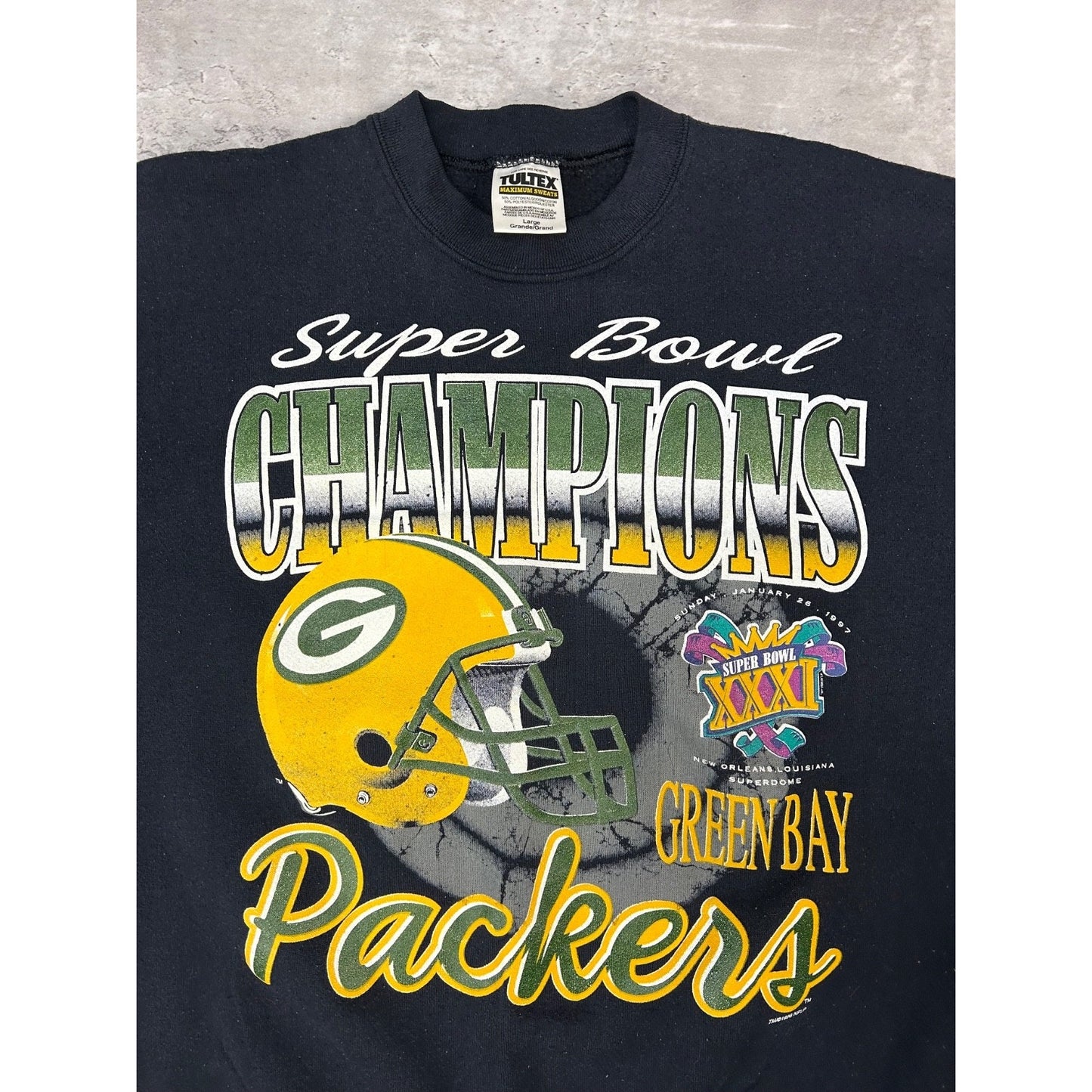 Vintage 1997 Green Bay Packers NFL Super Bowl Champs Football Sweatshirt Large