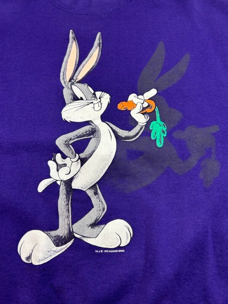 Vintage 1993 Looney Tunes Bugs Bunny Cartoon Character Graphic Sweatshirt Medium