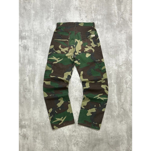 Vintage 1980s Dee Cee Brand Woodland Camo Military Style Cargo Pants Size 28