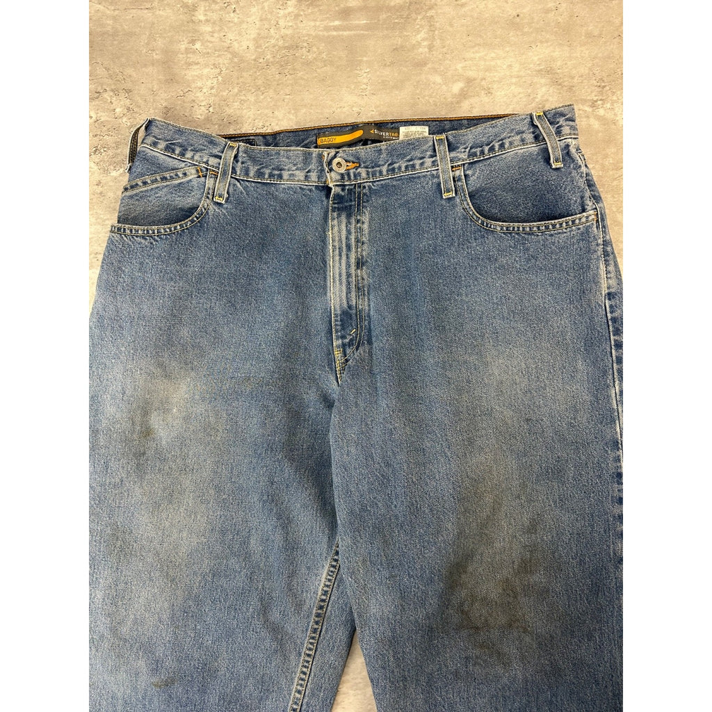 Vintage Y2K Levis Silver Tab Baggy Fit Medium Wash Denim Pants Size 39