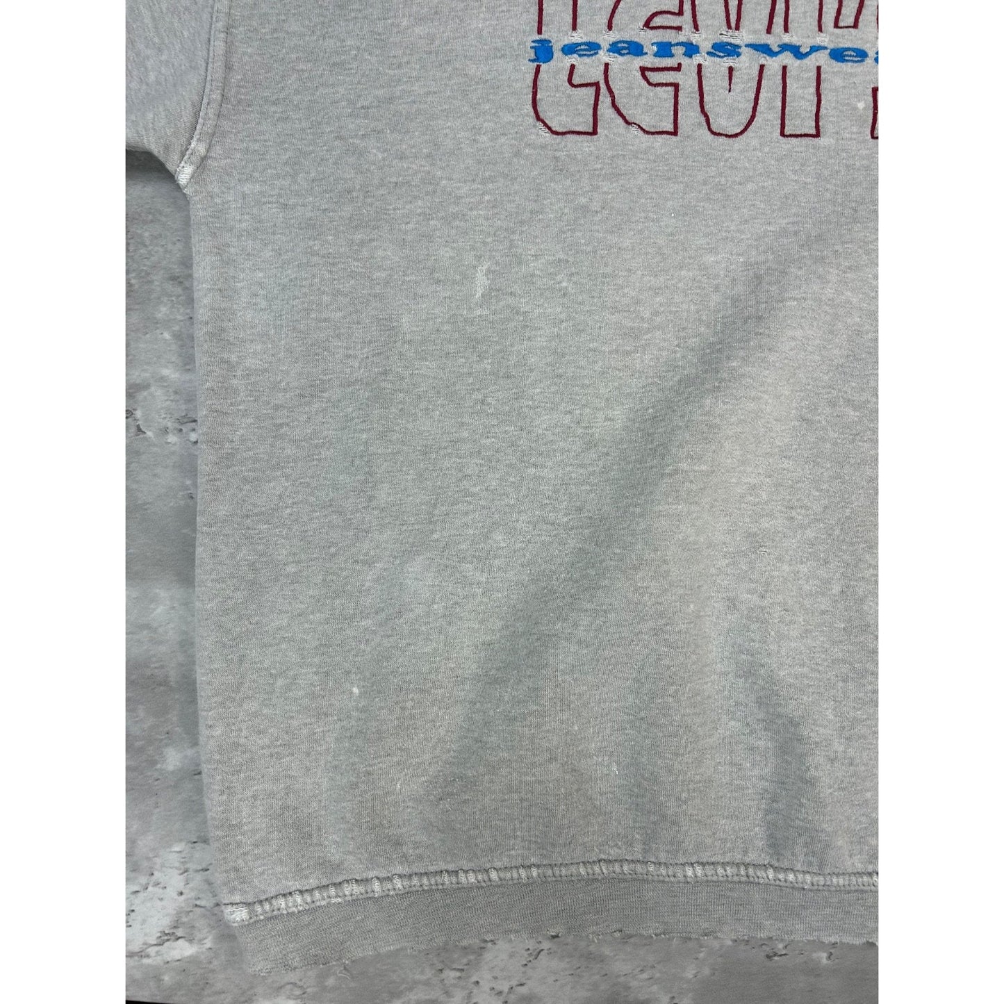 Vintage 90s Levis Jeanswear Embroidered Spellout Graphic Sweatshirt Size Medium