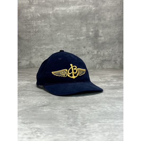 Vintage Breitling Watches Embroidered Logo Spellout Snapback Hat OSFA Blue