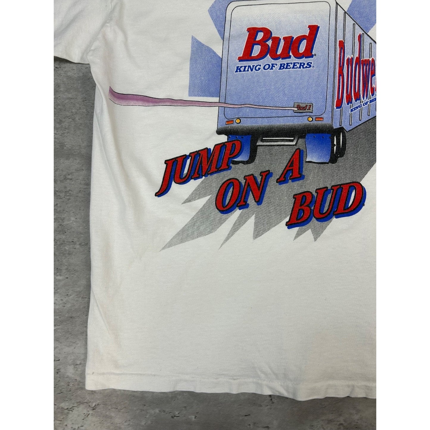 Vintage 1995 Budweiser Jump On A Bud Beer Promo Graphic T-Shirt Size XL