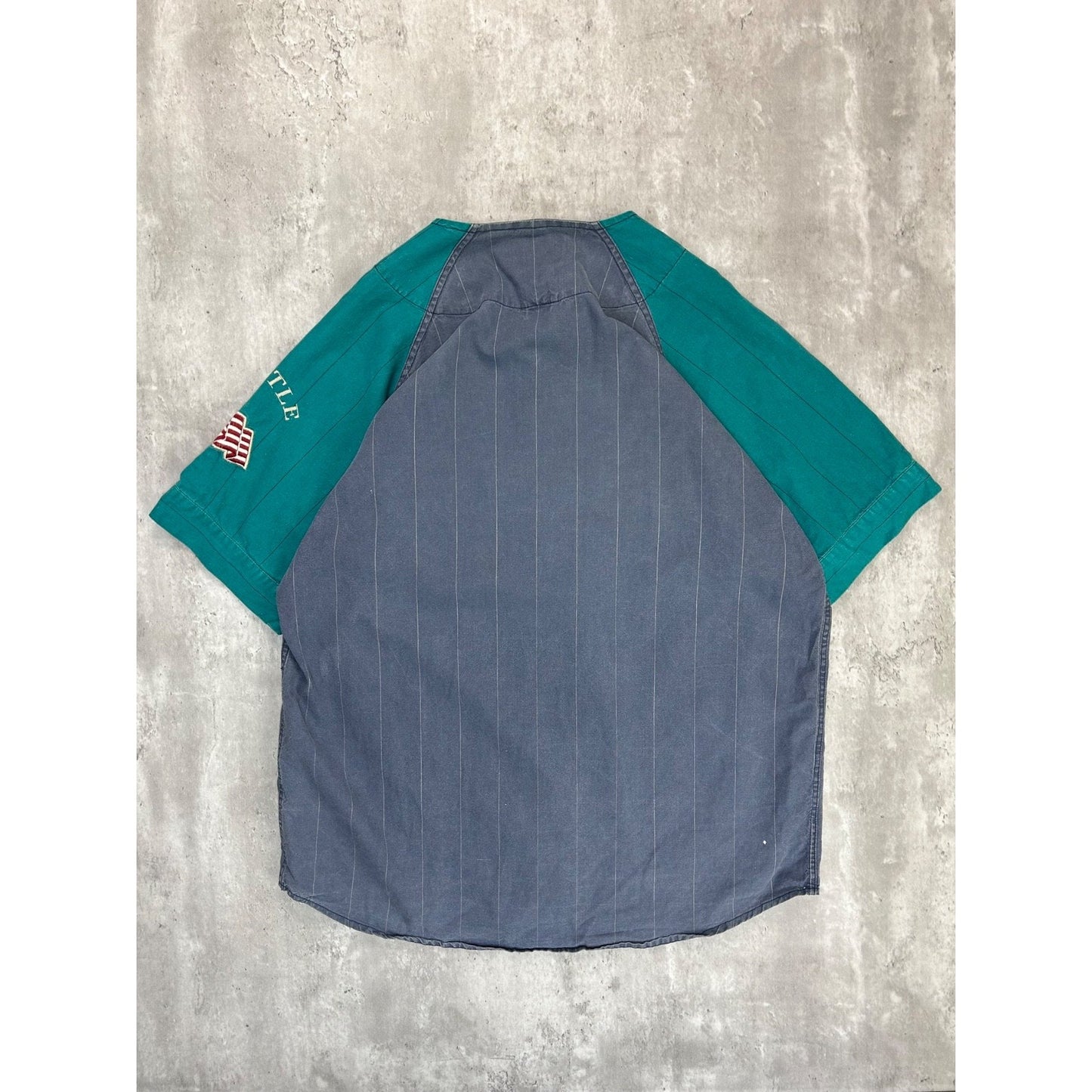 Vintage 90s Seattle Mariners MLB Pinstripe Mirage Baseball Jersey Size XL