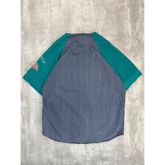 Vintage 90s Seattle Mariners MLB Pinstripe Mirage Baseball Jersey Size XL