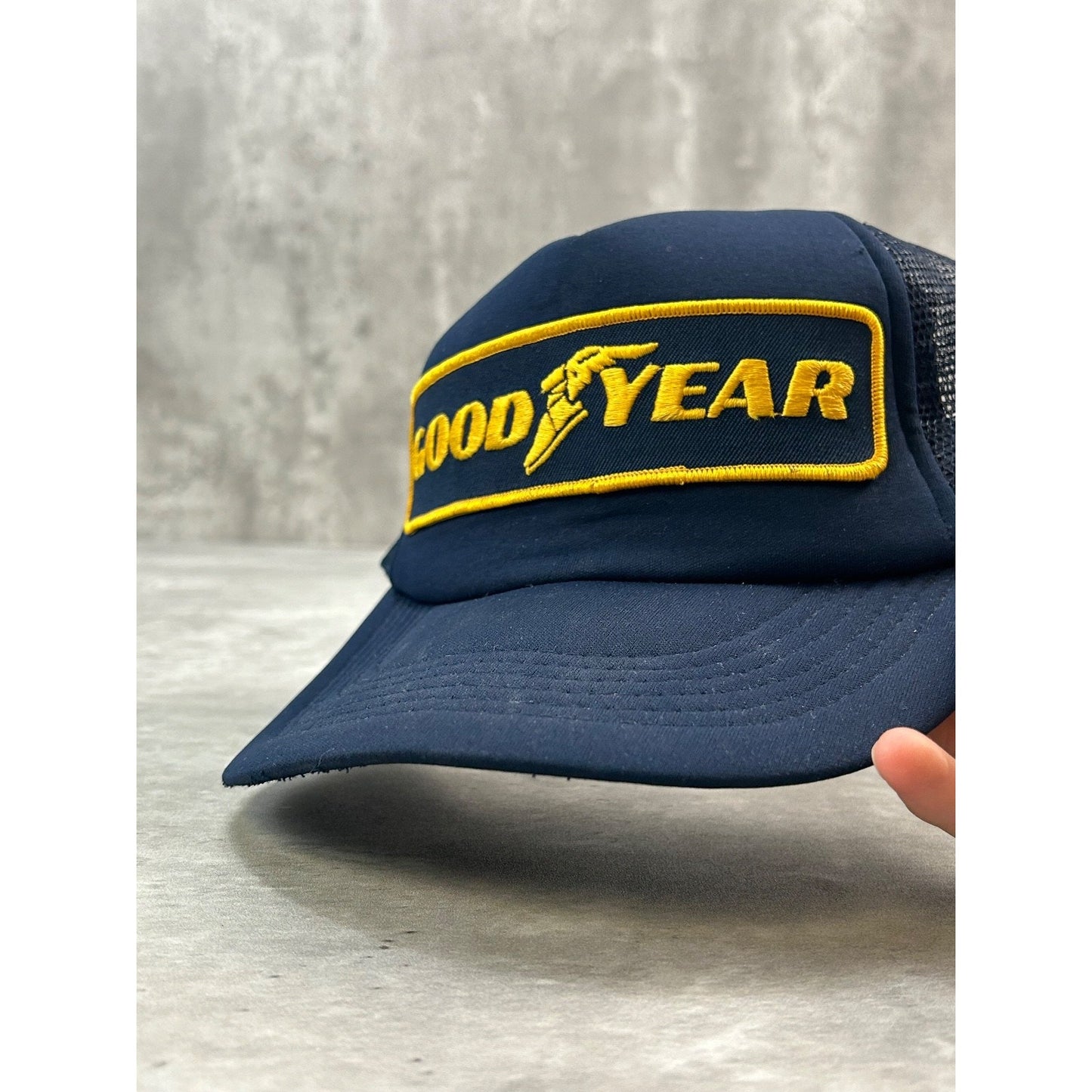 Vintage 80s/90s Goodyear Embroidered Patch Trucker Snapback Hat OSFA