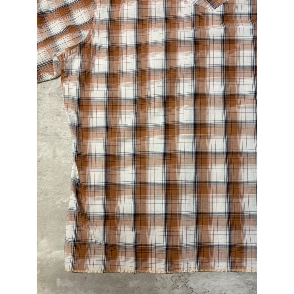 VTG 90s Wrangler Western Pearl Snap Reworked Cropped Button Up Shirt Sz Large