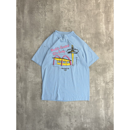 Vintage 80s Worlds Greatest 50s Party Graphic T-Shirt Size Medium Blue