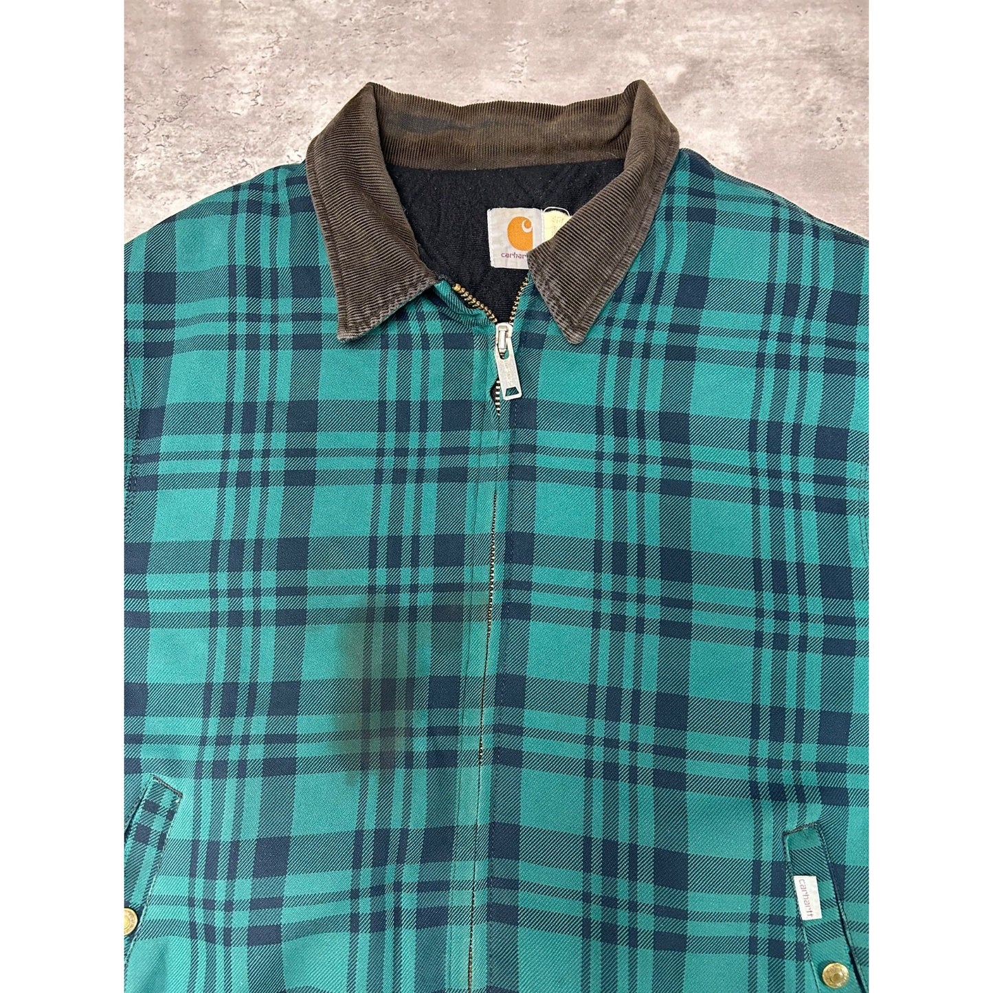 Vintage 80s/90s Carhartt Insulated Plaid Canvas Workwear Sante Fe Jacket Sz 2XL