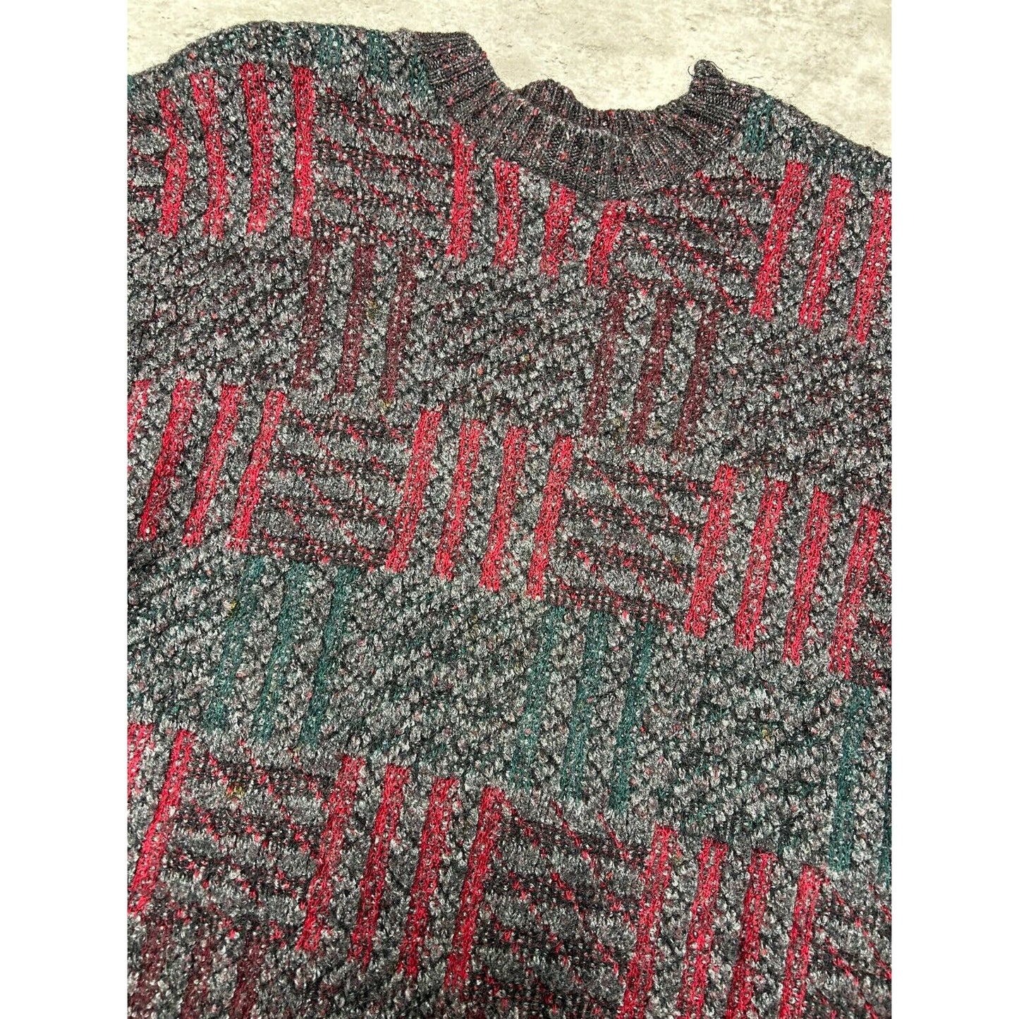 Vintage 90s Crossings Abstract Print Heavy Knit Pull Over Sweater Size XL