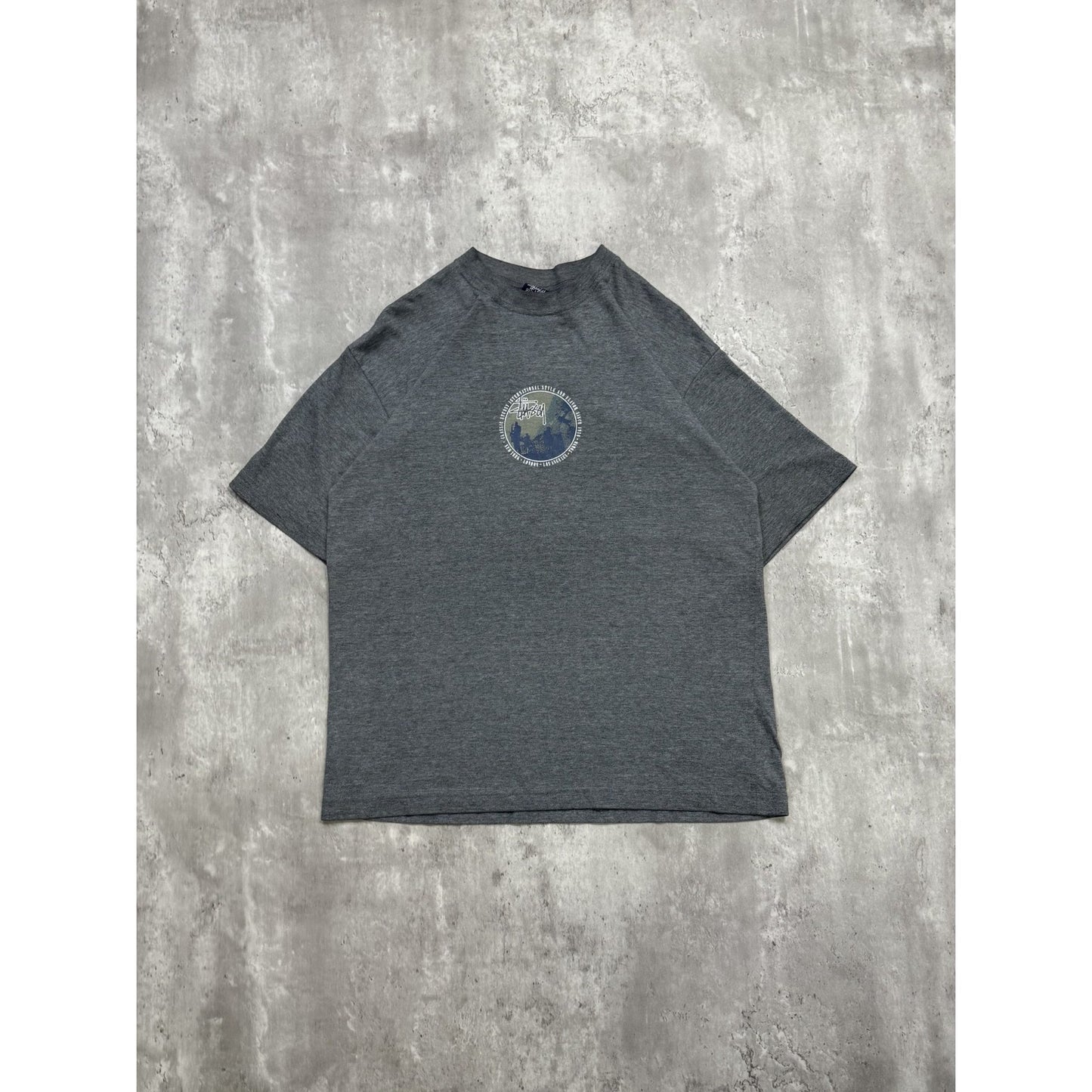 Vintage 90s Stussy International Circle Spellout Graphic T-Shirt Size Medium