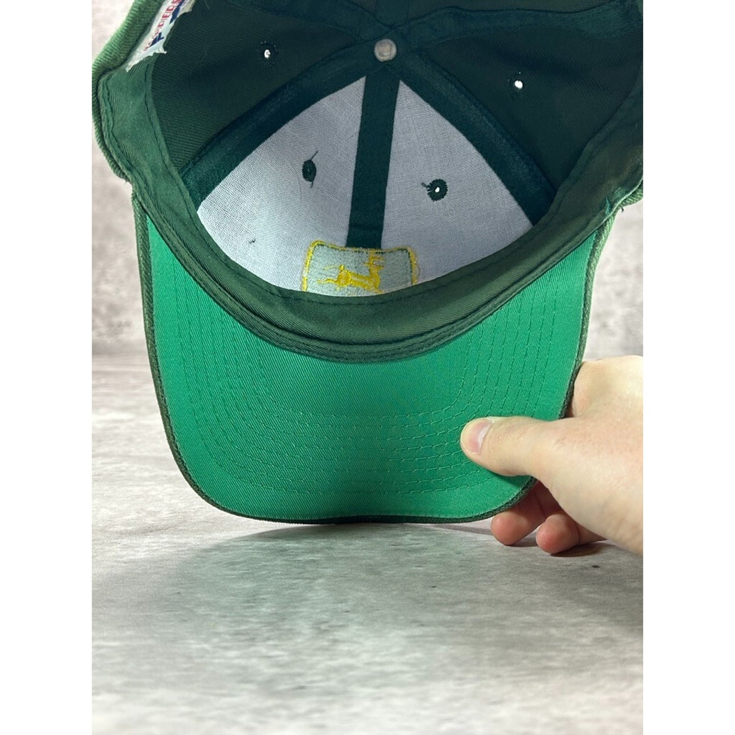 Vintage John Deere Embroidered Logo Snapback Hat OSFA Green