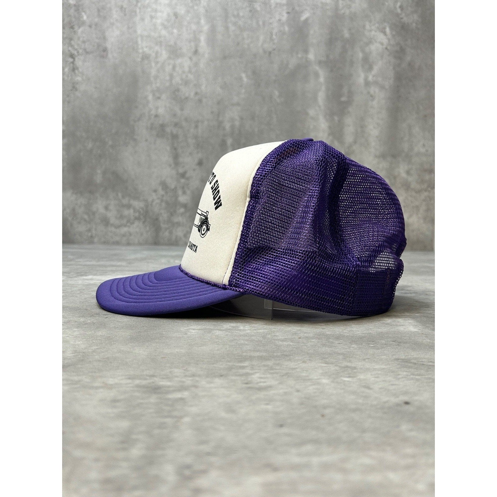 Vintage 80s Pioneer Auto Show Antique Car Graphic Trucker Snapback Hat OSFA