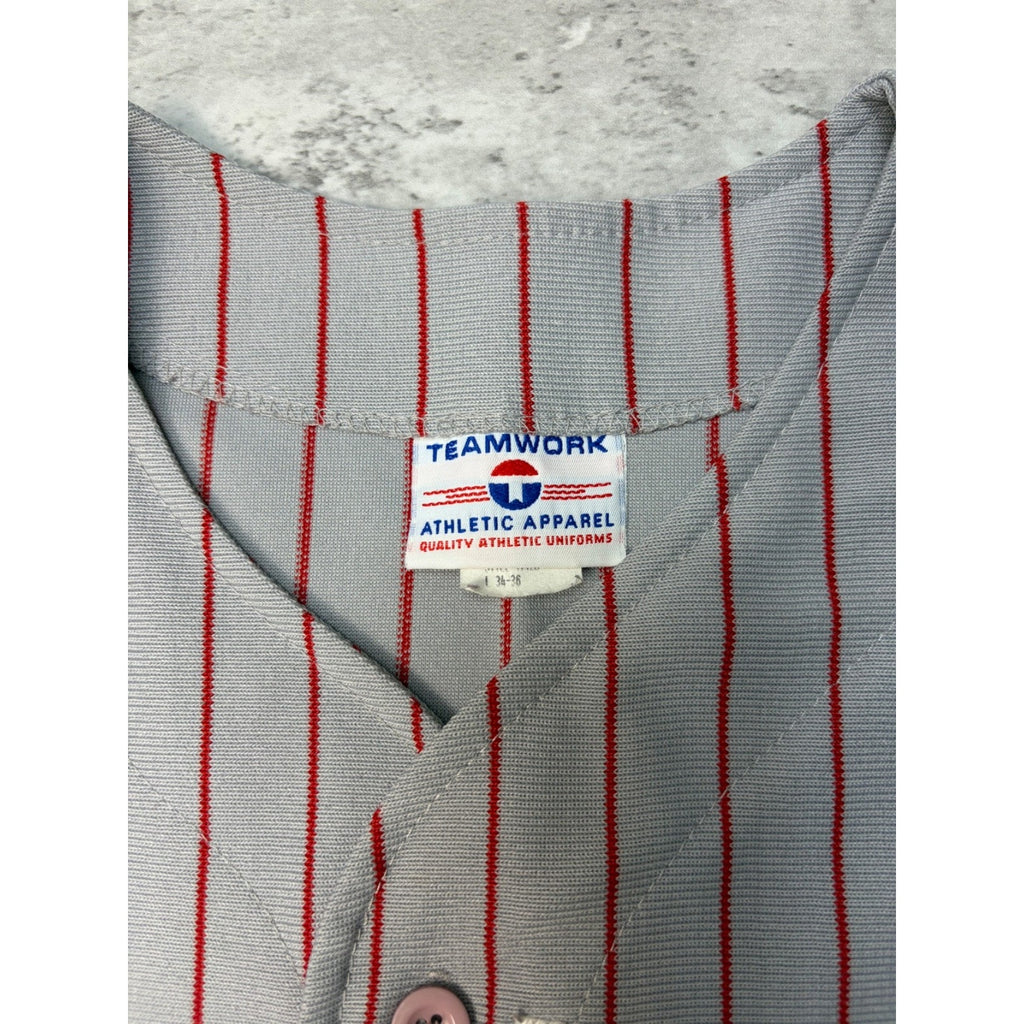 Vintage 80s/90s Spartans Pinstripe Stitched Baseball Jersey Size Small