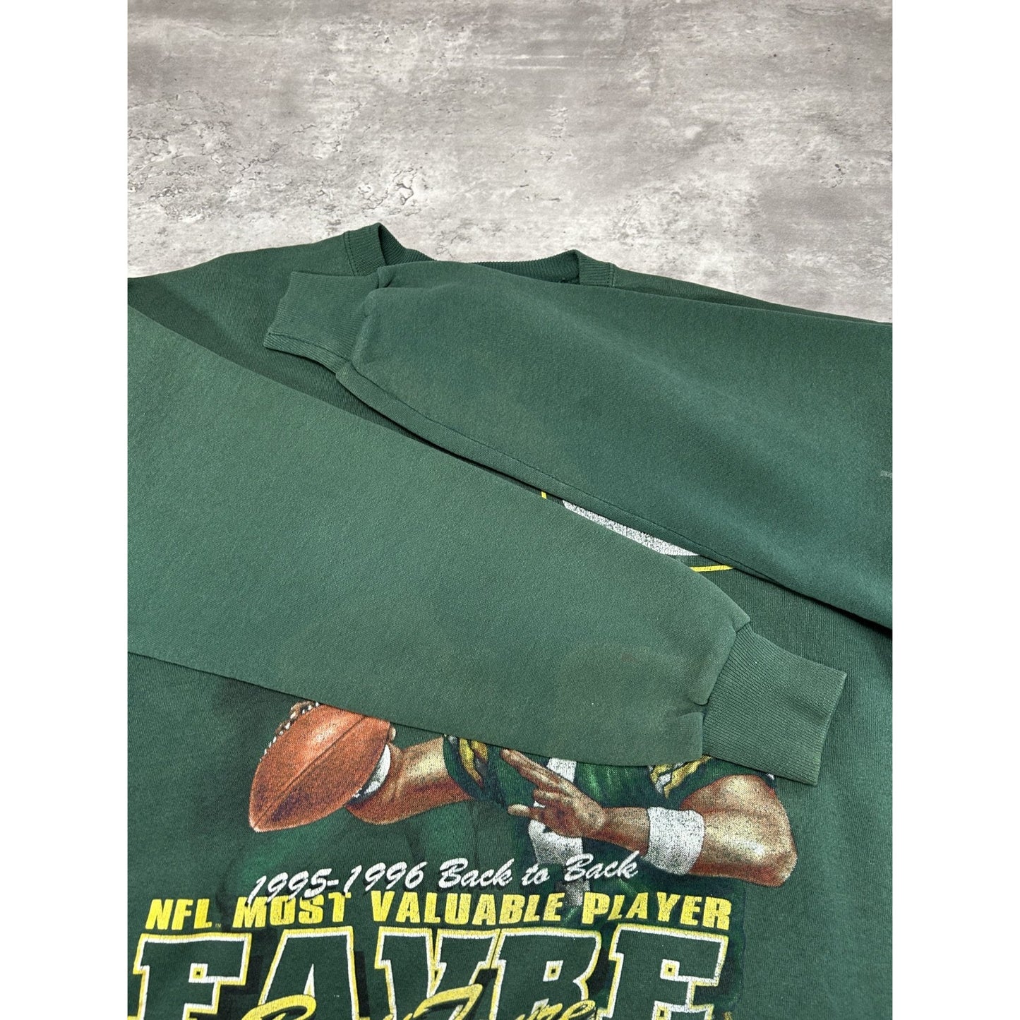 VTG 1996 Brett Favre #4 Green Bay Packers NFL Back To Back MVP Sweatshirt Large