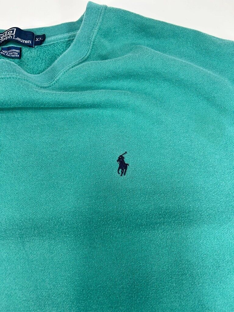 Vintage Polo Ralph Lauren Embroidered Pony Pullover Sweatshirt Size XL Green