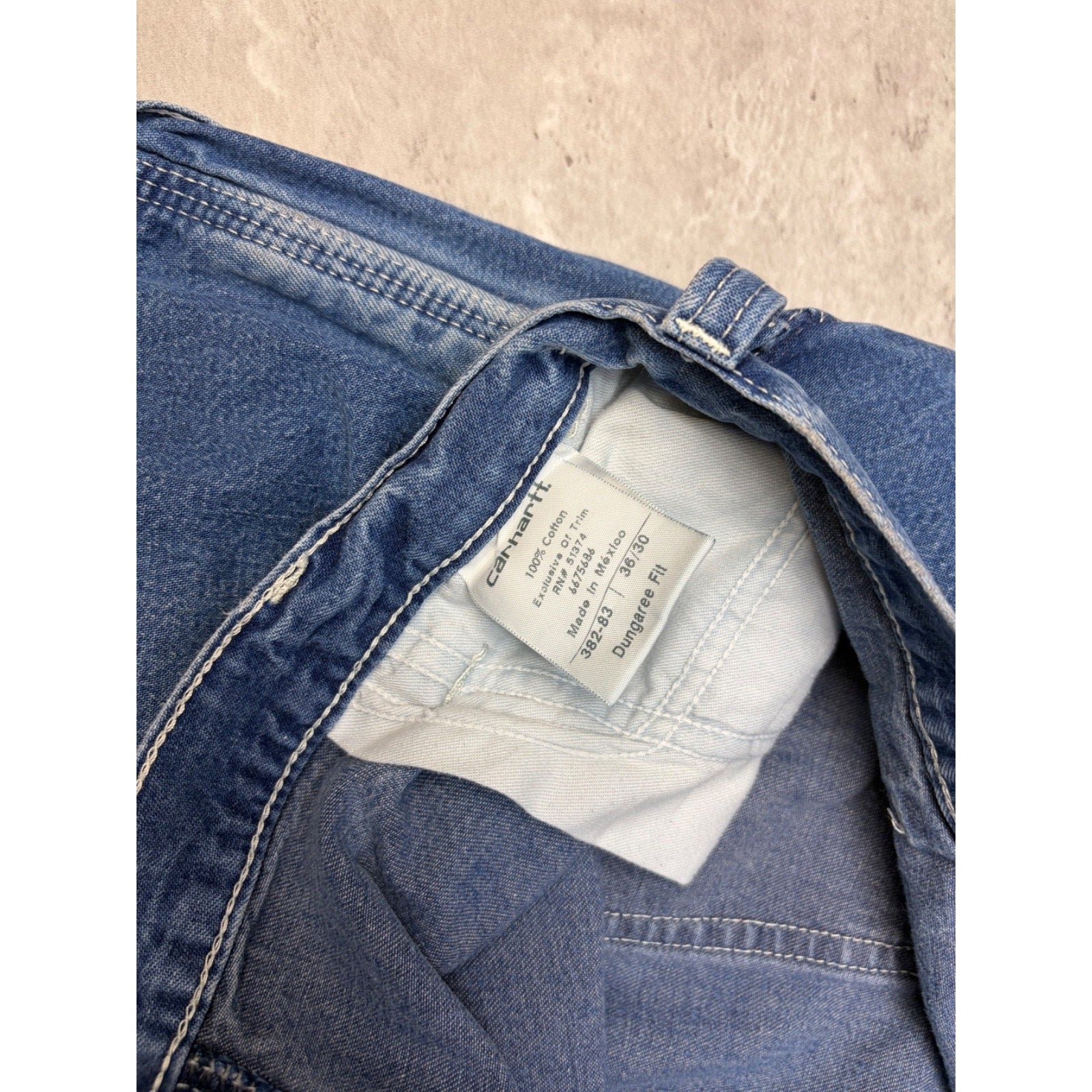 Vintage Carhartt Dungaree Fit Six Pocket Medium Wash Denim Pants Size 36