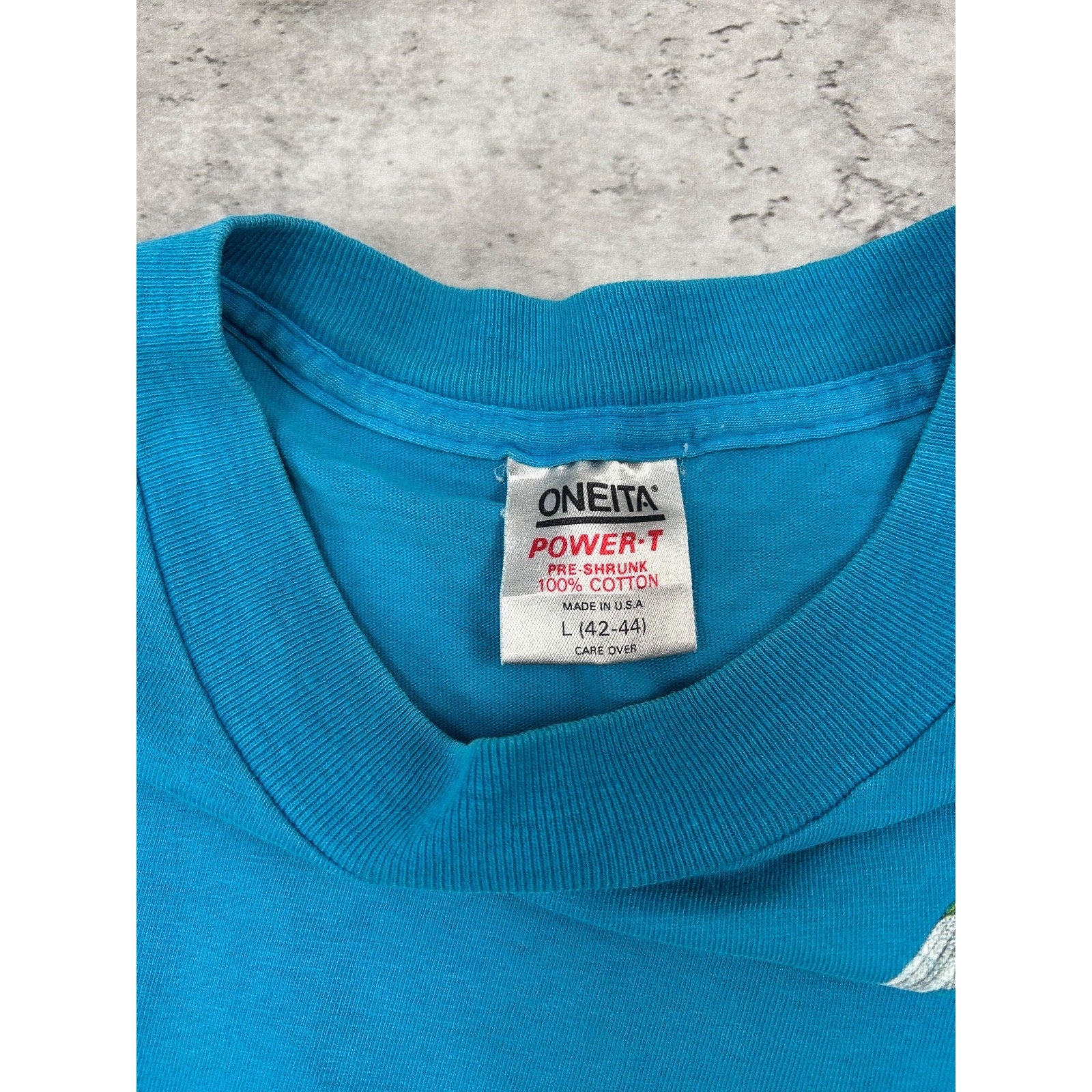 Vintage 90s Hummingbird Flower Nature Graphic T-Shirt Size Large Blue