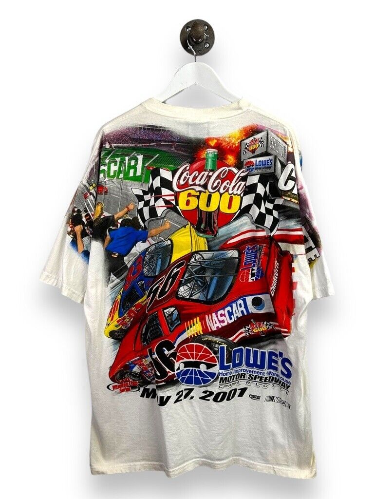 Vintage 2001 Nascar Coca Cola 600 AOP Racing Graphic T-Shirt Size 2XL