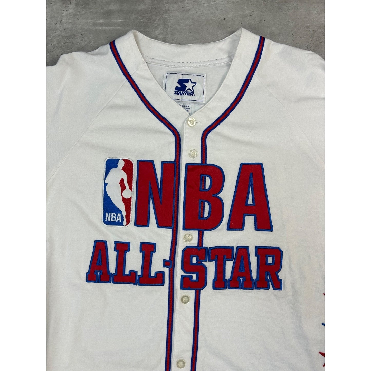 Vintage NBA All-Star Game Stitched Starter Baseball Style Jersey Size Large