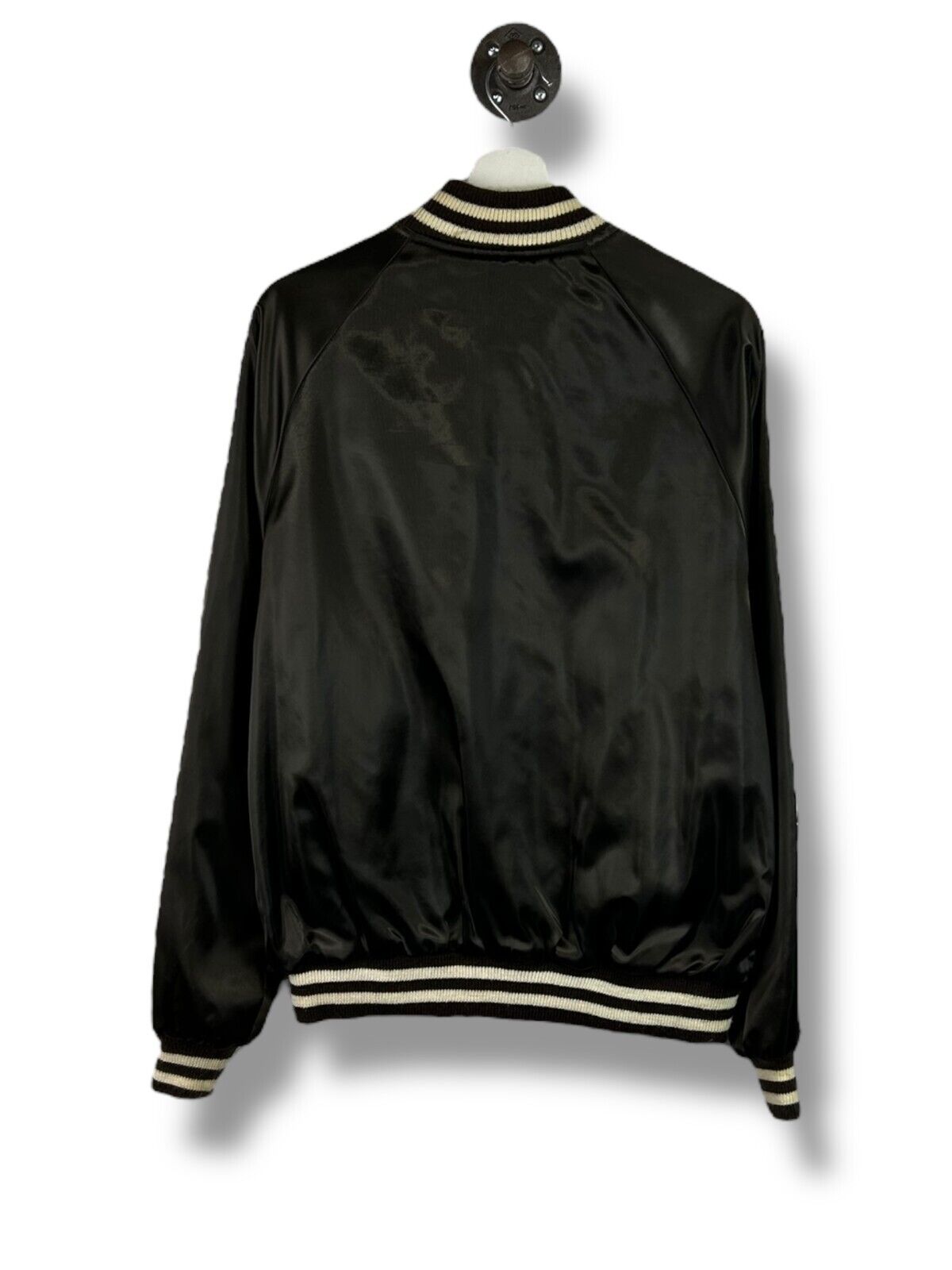 Vintage 80s Cleveland Browns NFL Satin Varsity Football Bomber Jacket Size Large
