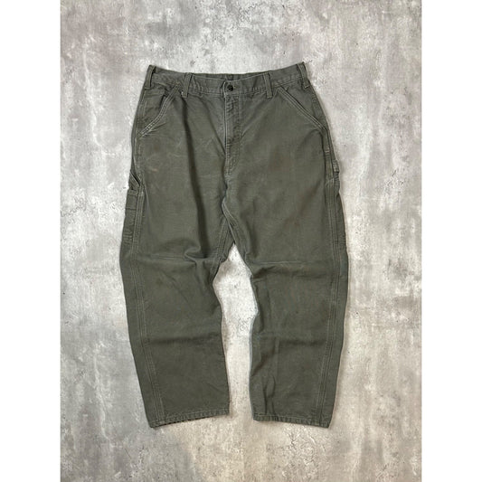 Vintage Carhartt Plaid Lined Canvas Workwear Carpenter Pants Size 34