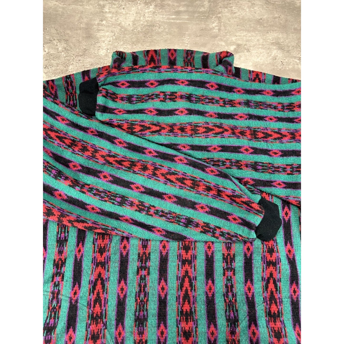 Vintage 90s Denim Express Aztec Striped Print 3/4 Button Sweatshirt Size Large
