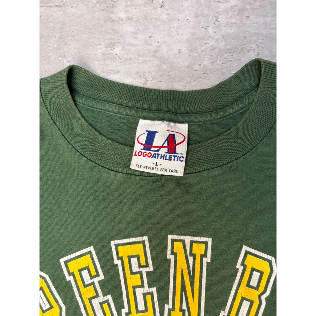 Vintage 1994 Green Bay Packers NFL Spellout Graphic Football T-Shirt Size Large