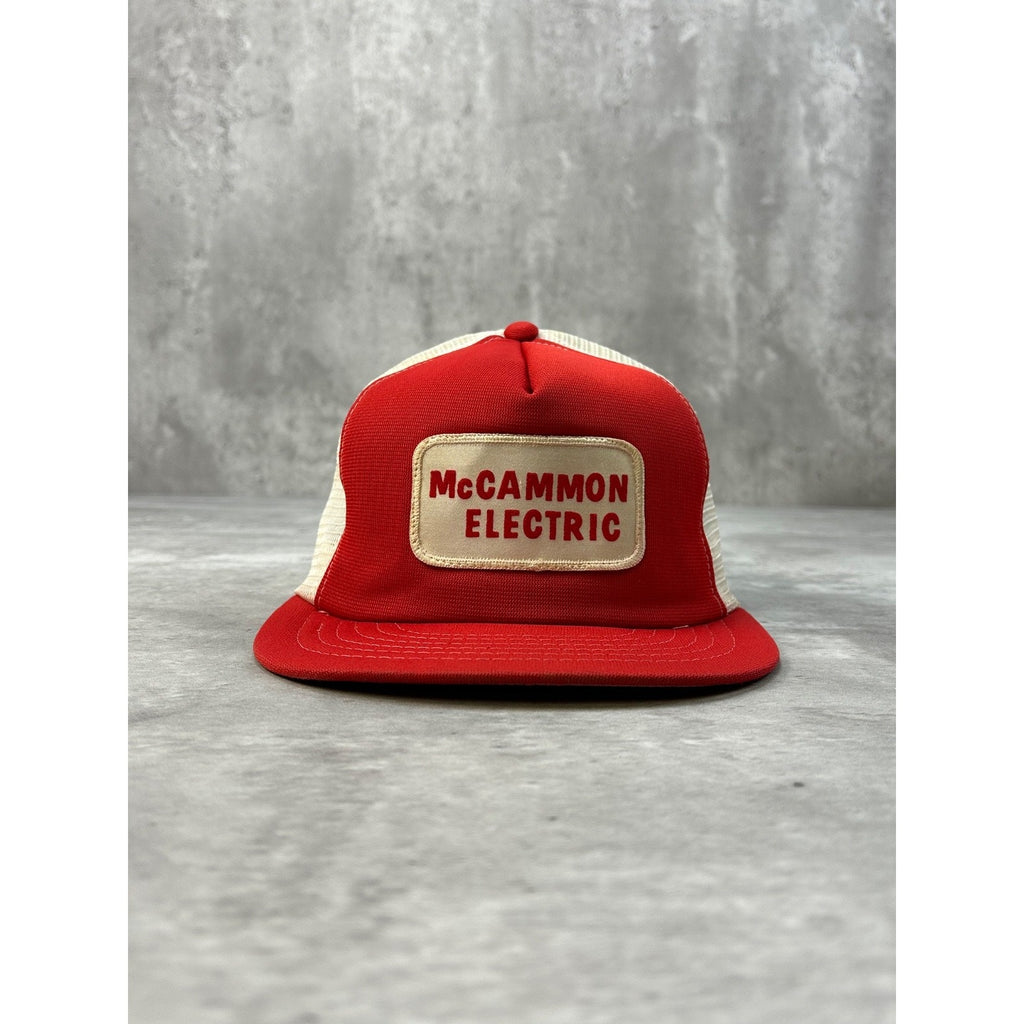 Vintage 80s McCammon Electric Embroidered Patch Trucker Snapback Hat OSFA