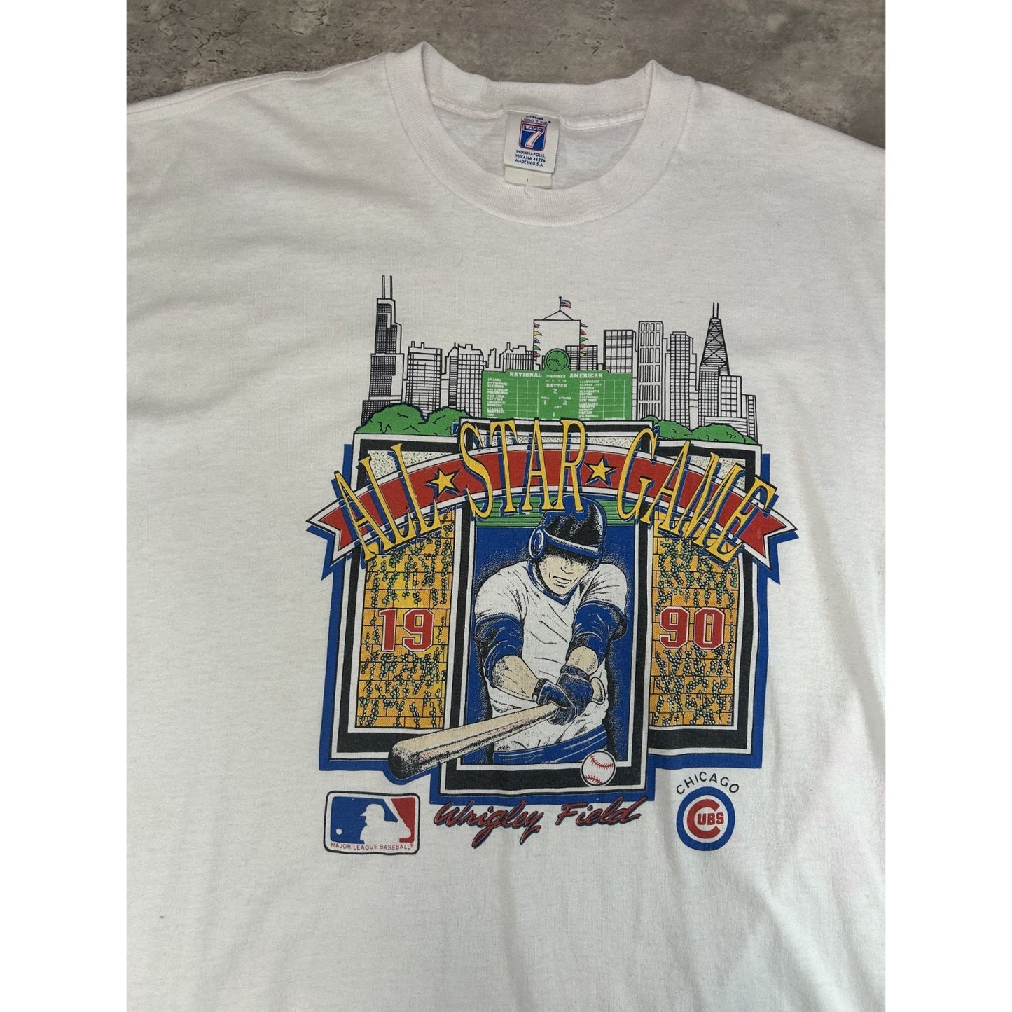 Vintage 1990 Chicago Cubs MLB All Star Game Baseball Graphic T-Shirt Size Large