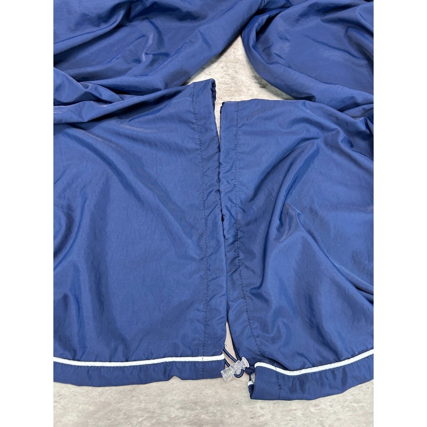 Vintage 90s Striped Baggy Fit Nylon Track Pants Size Medium Navy Blue