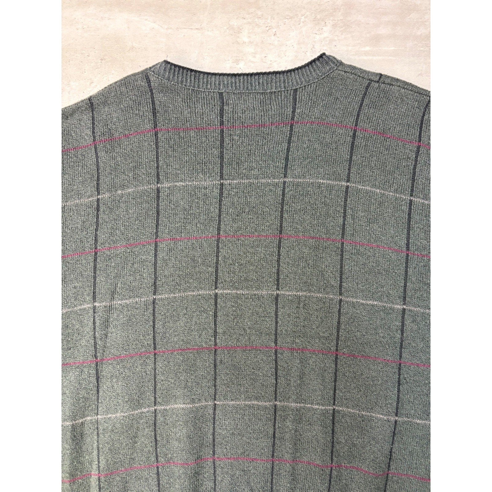 Vintage Croft & Barrow Embroidered Golfer Grid Pattern Knit Sweater Size 2XL