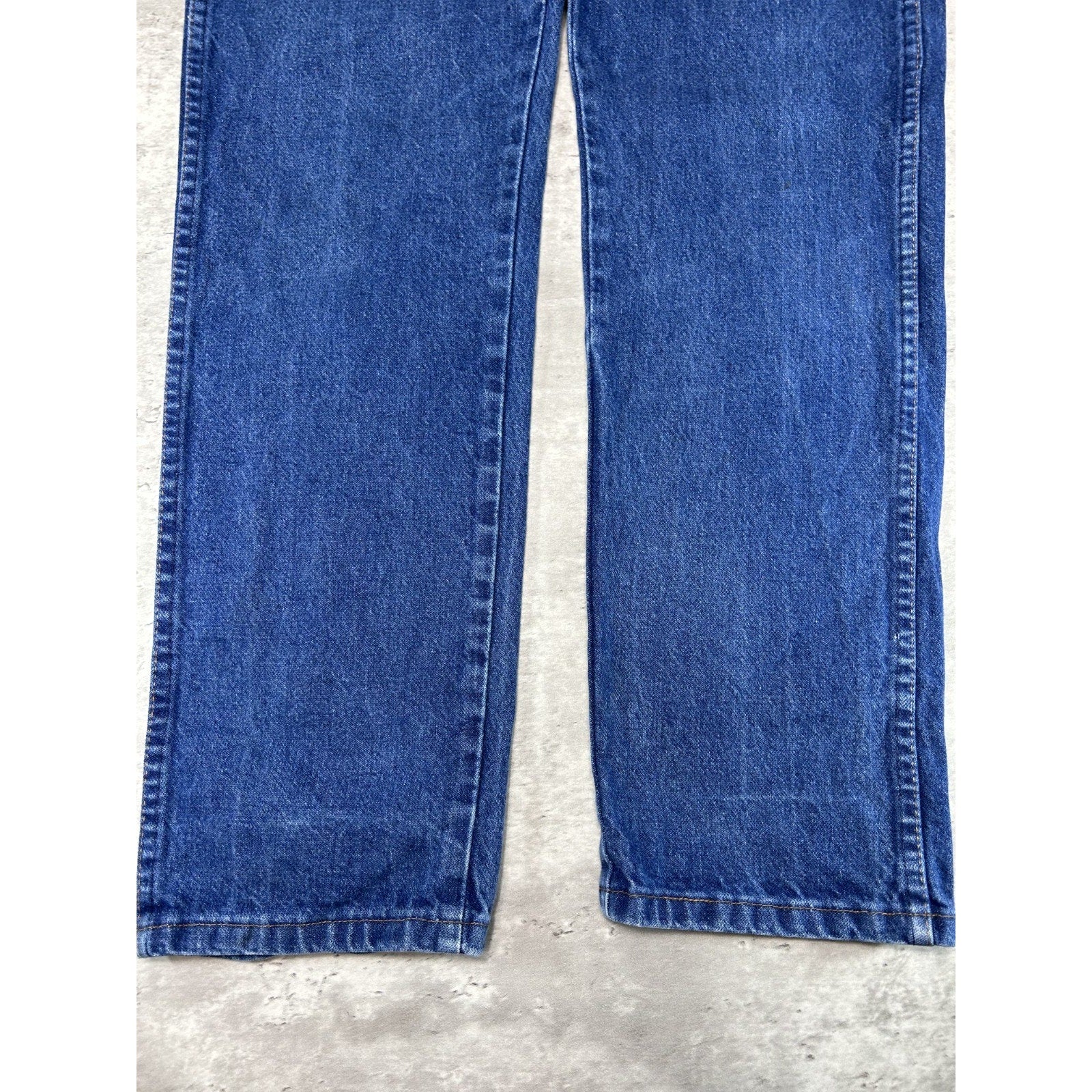 Vintage 90s Wrangler Leather Patch Dark Wash Denim Pants Size 29 Blue