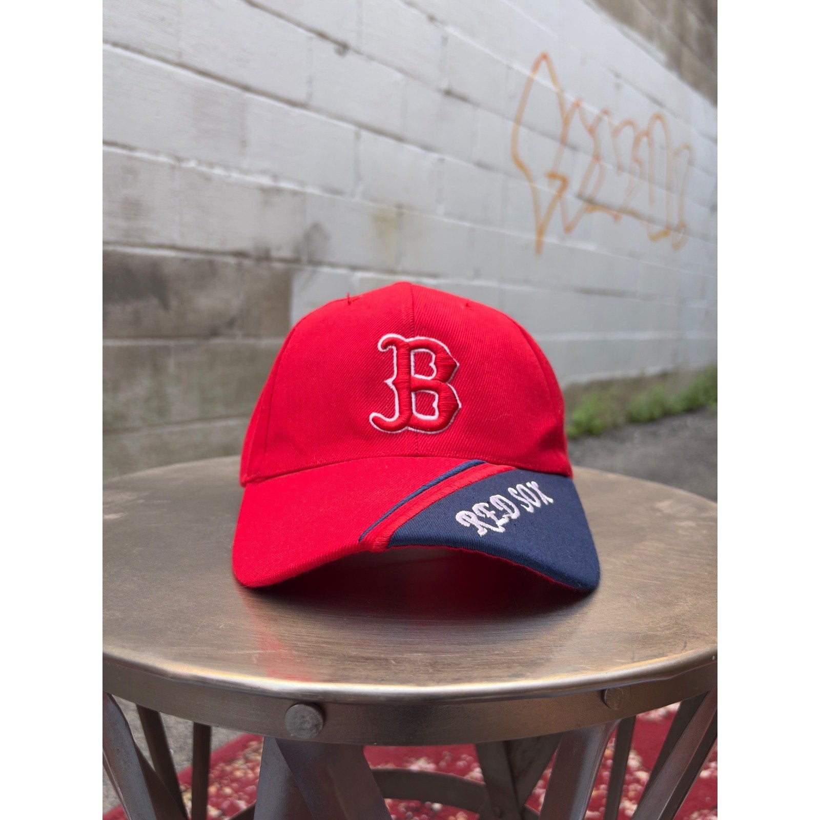 Vintage Boston Red Sox MLB Embroidered Logo Spellout Strapback Hat OSFA