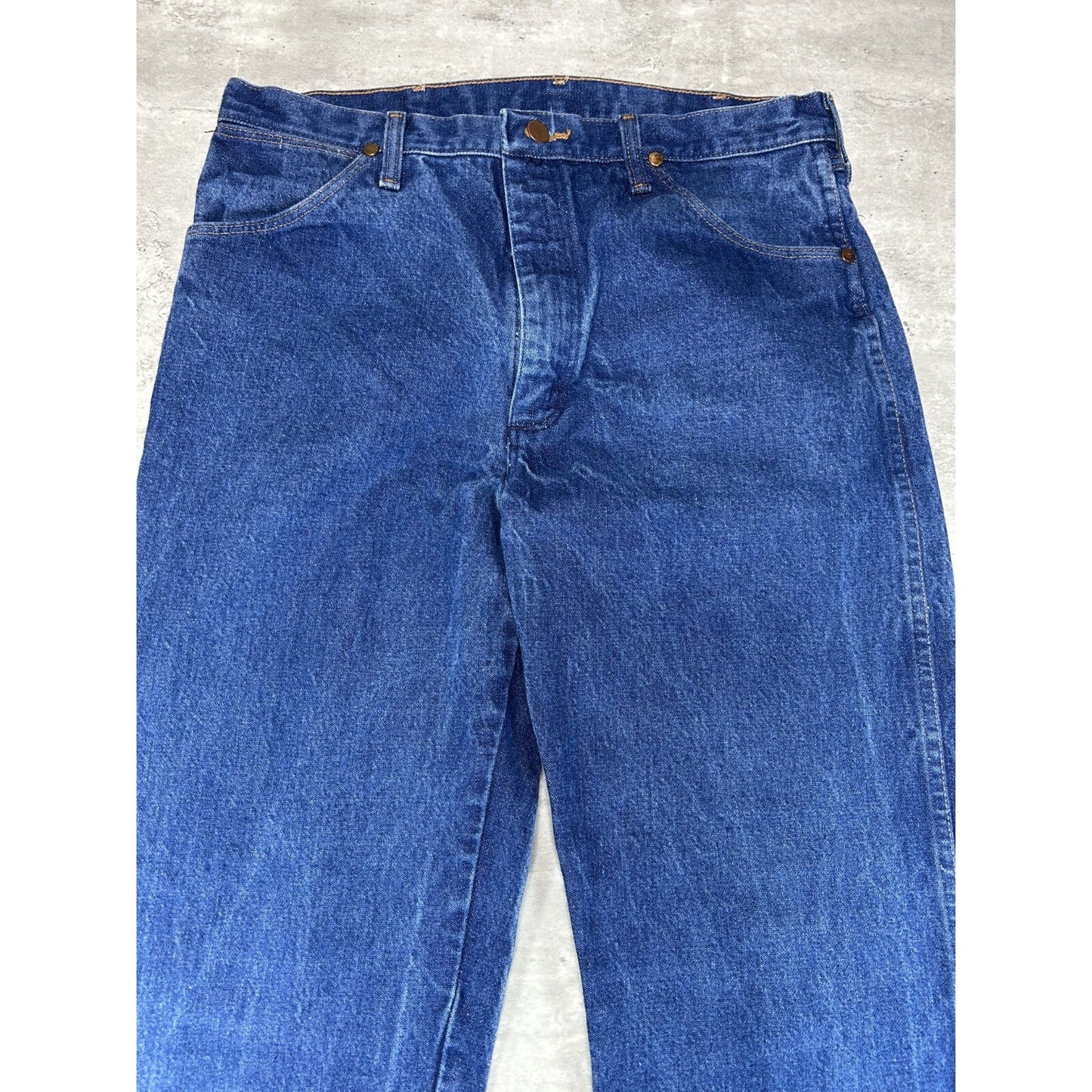 Vintage 80s Wrangler Jeans Dark Wash Straight Fit Denim Pants Size 33 Blue