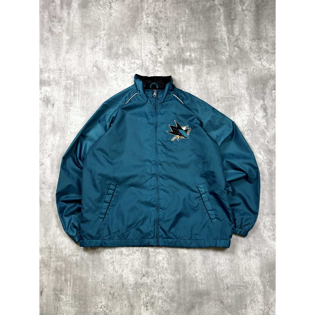 Vintage San Jose Sharks NHL Embroidered Logo Windbreaker Jacket Size Large