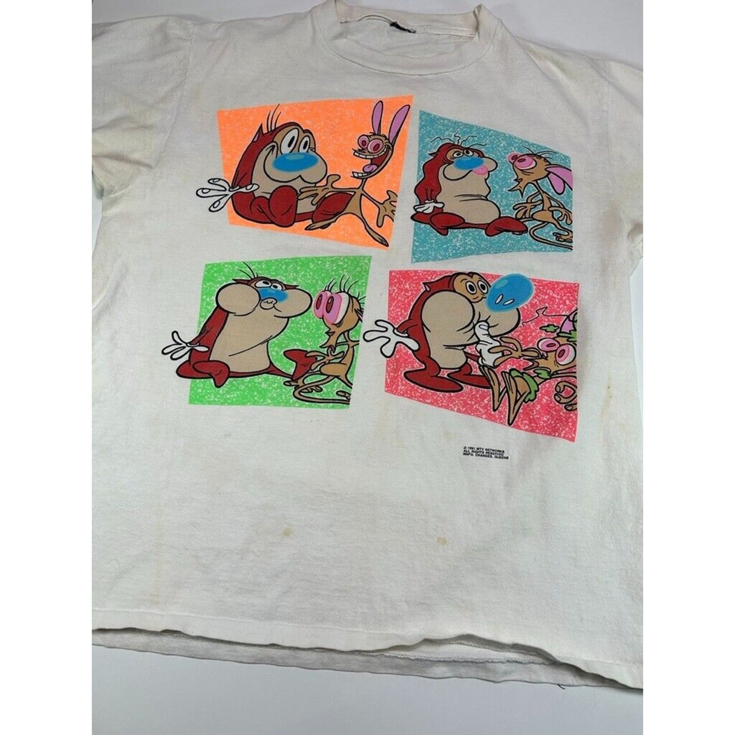 Vintage 1991 Ren & Stimpy Show Nickelodeon TV Show Promo T-Shirt Size Medium