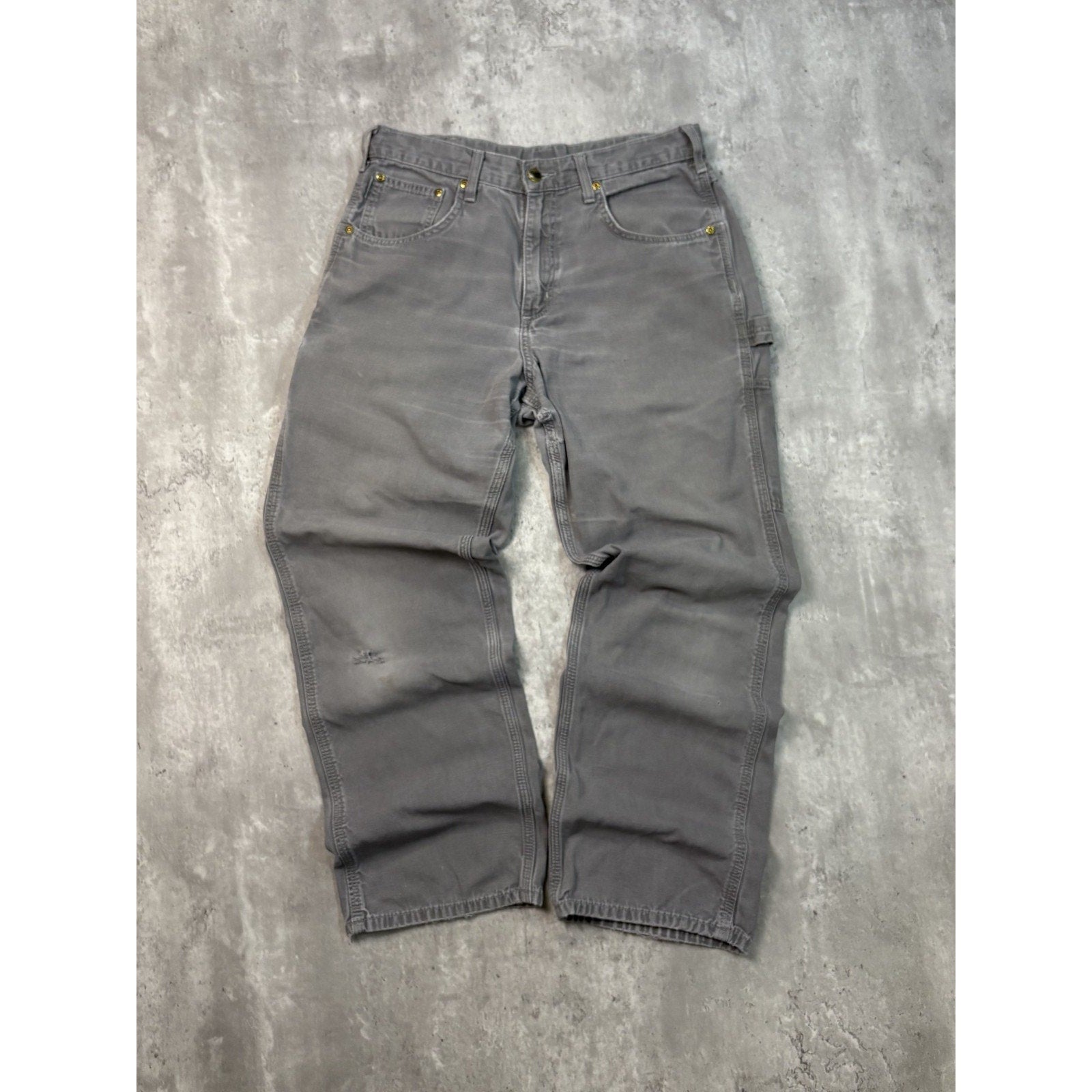Vintage Carhartt Loose Fit Canvas Workwear Gray Carpenter Pants Size 31