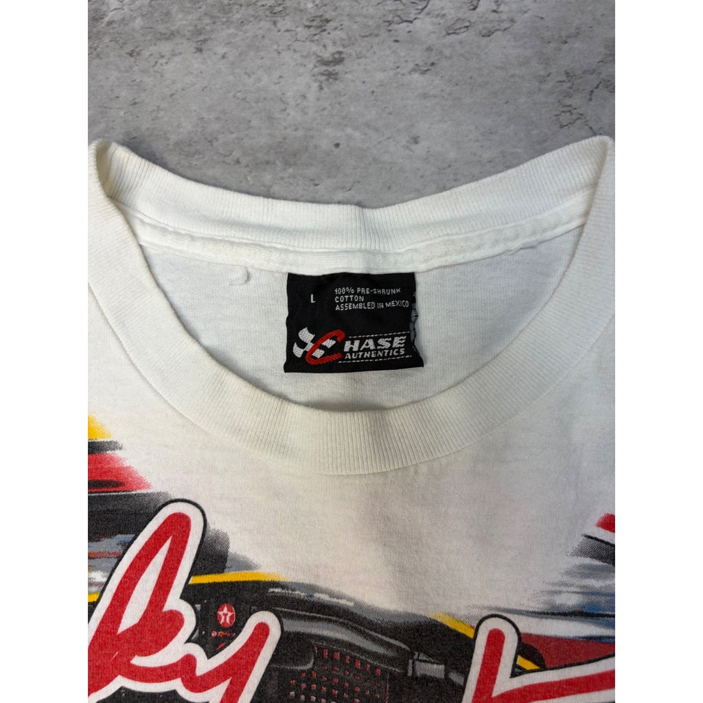 Vintage 90s Ernie Irvan #28 Back In Front All Over Print Nascar T-Shirt Sz Large