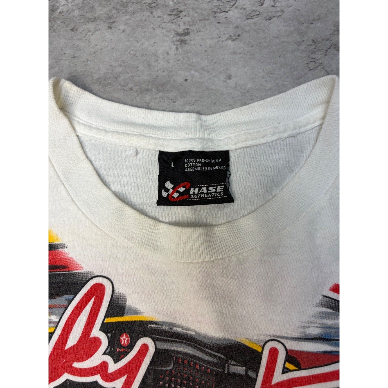 Vintage 90s Ernie Irvan #28 Back In Front All Over Print Nascar T-Shirt Sz Large