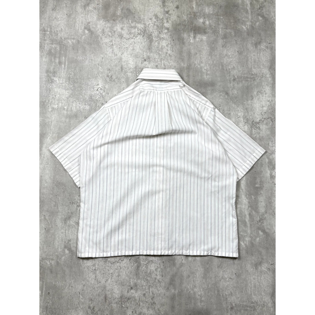 Stafford Striped Single Pocket Reworked Cropped Button Up Shirt Size Large