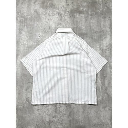 Stafford Striped Single Pocket Reworked Cropped Button Up Shirt Size Large